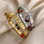 Geometric Square Stainless Steel Elastic Strap Bangle Bracelets