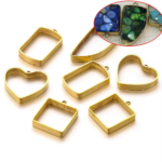 10pcs Stainless Steel PVD Gold Plated Heart Square Shaped UV Resin Silicone Mold Earrings