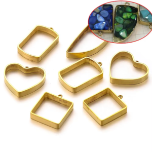 10pcs Stainless Steel PVD Gold Plated Heart Square Shaped