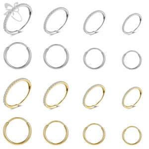 ZS 1PC Round Crystal Nose Piercing Silver Color Septum Ring Stainless Steel Nose Clicker