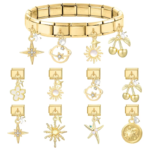 New Fashion Gold Color Sun Flower Pendant Italian Charm Link Fit 9mm Stainless Steel Bracelet