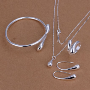 925 sterling silver Water drop Pendant bangle Bracelet