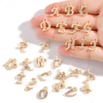 10pcs A-Z Letter Charm Zircon Alloy Metal Charms Alphabet Initial Letter Handmade Pendant